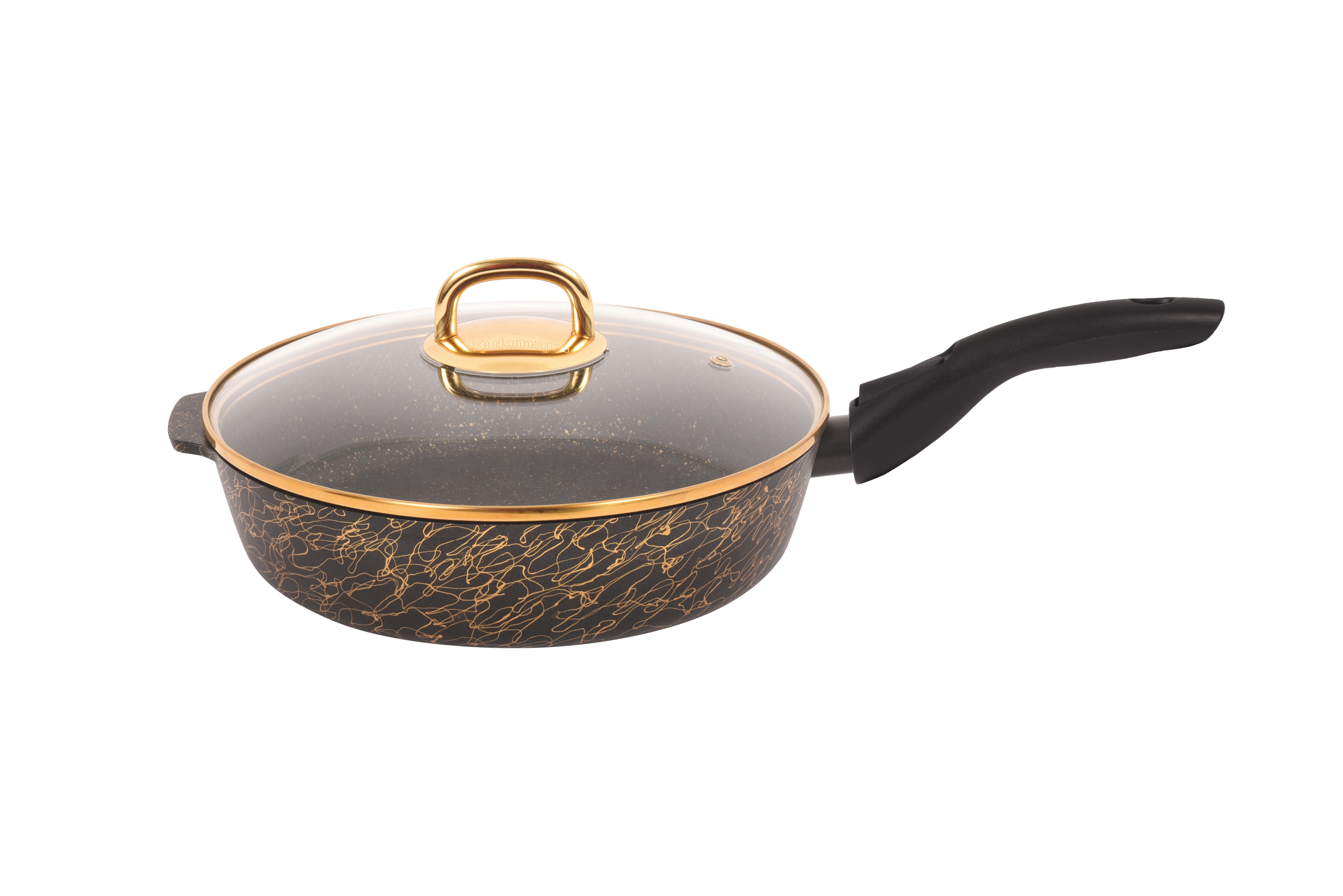 сгчз262а Сковорода глубокая 26 см со съёмной ручкой, со стеклянной крышкой АП линия Грация (черный_золото) 1 